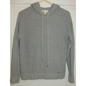 Michael Kors Women's Gray Waffle Weave Thermal Hooded Pullover Top Size S